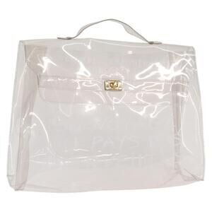 HERMES Vinyl Kelly Hand Bag Vinyl Clear Auth bs31854